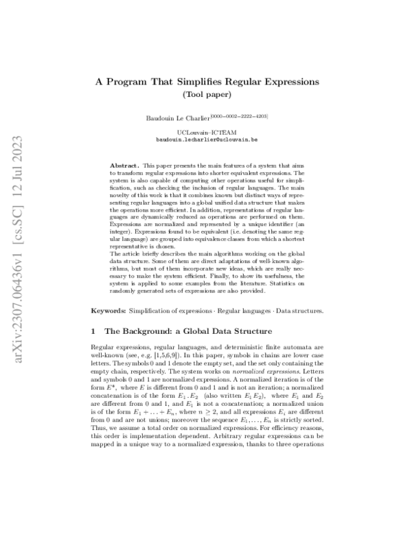 (PDF) A Program That Simplifies Regular Expressions (Tool paper)