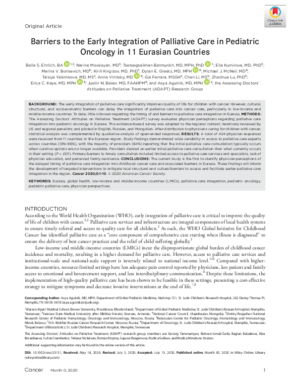 (PDF) Barriers to early integration of palliative care: A qualitative ...