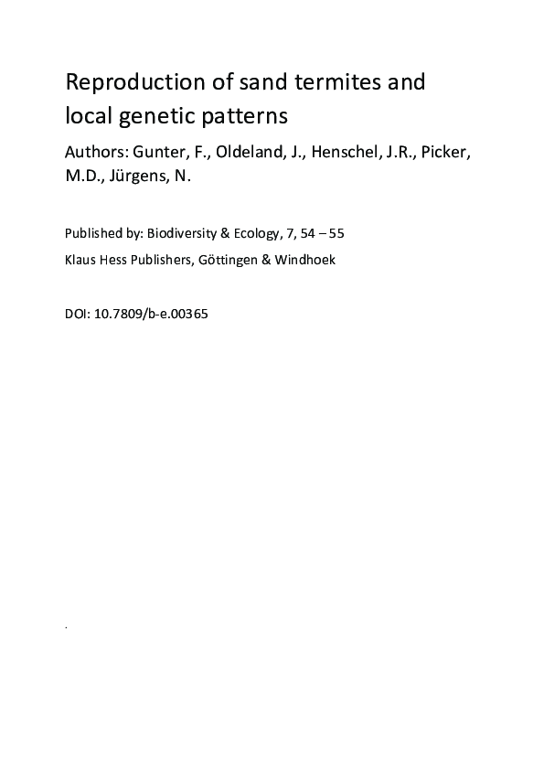 (PDF) Reproduction of sand termites and local genetic patterns