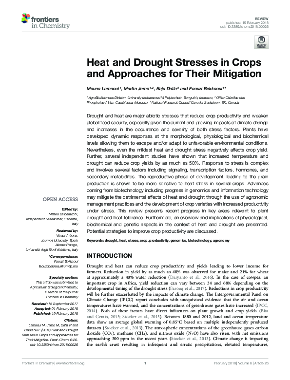 (PDF) Heat and Drought Stresses in Crops and Approaches for Their ...
