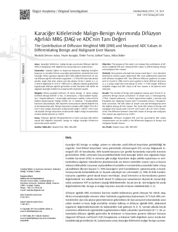 (PDF) The Contribution of Diffusion Weighted MRI (DWI) and Measured ADC ...