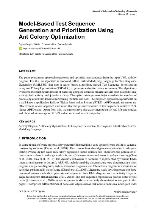 (PDF) Model-Based Test Sequence Generation and Prioritization Using Ant ...