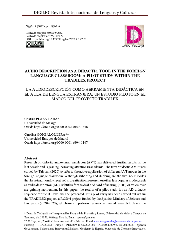 (PDF) Audio description as a didactic tool in the foreign language ...