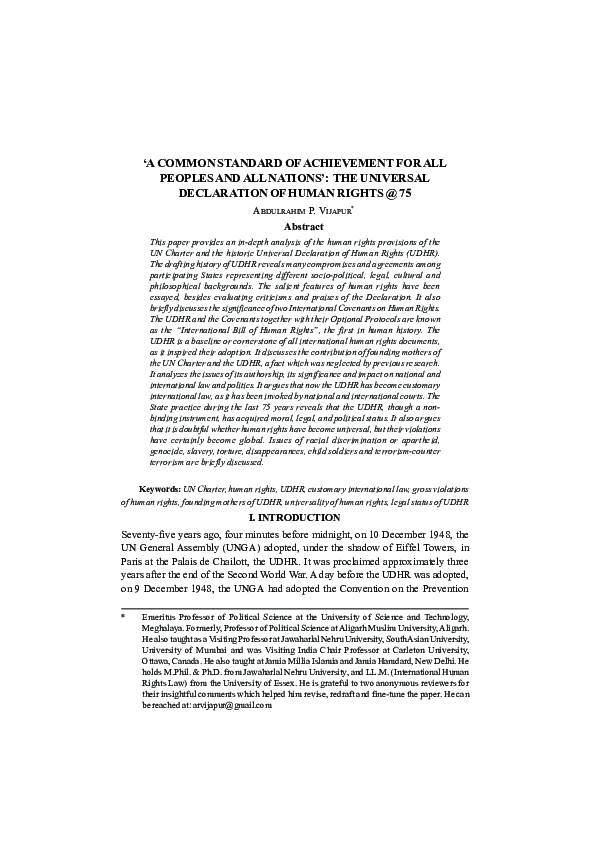 (PDF) 'A Common Standard of Achievement for All Peoples and All Nations ...