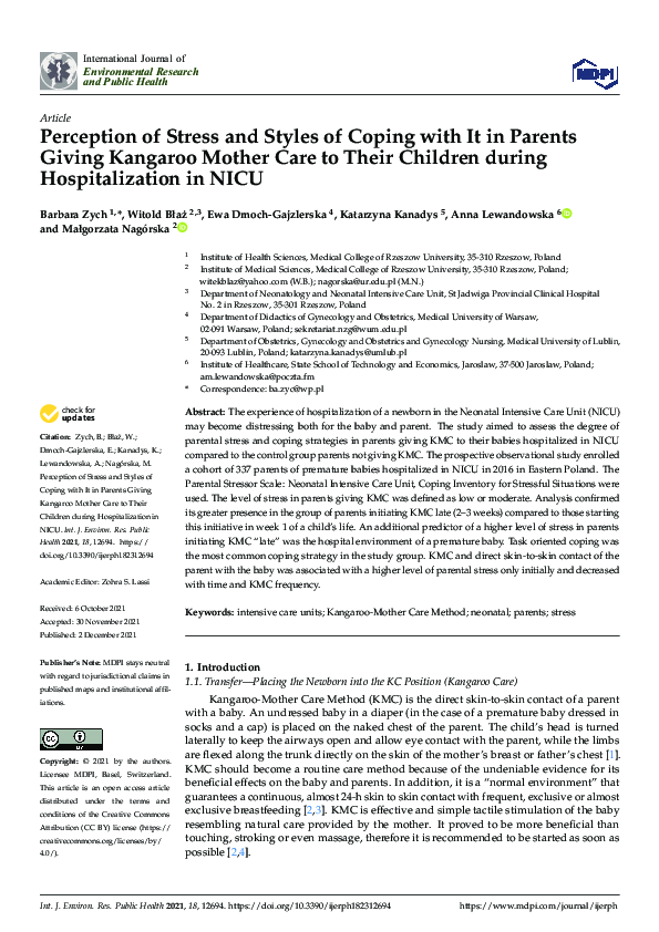 (PDF) Perception of Stress and Styles of Coping with It in Parents ...