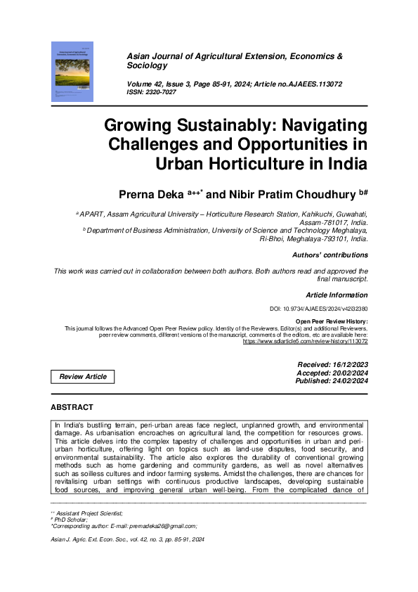 (PDF) Growing Sustainably: Navigating Challenges and Opportunities in ...
