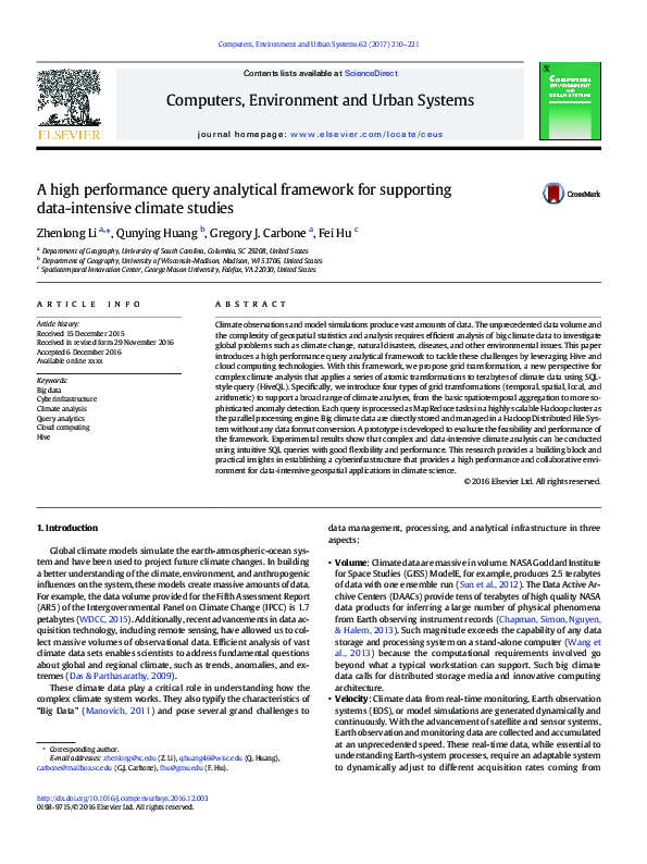 (PDF) A high performance query analytical framework for supporting data ...