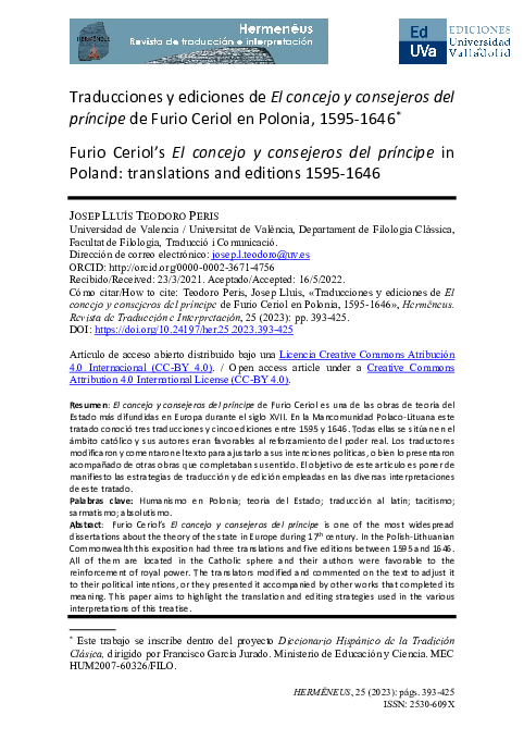 (PDF) Traducciones y ediciones de El concejo y consejeros del príncipe ...