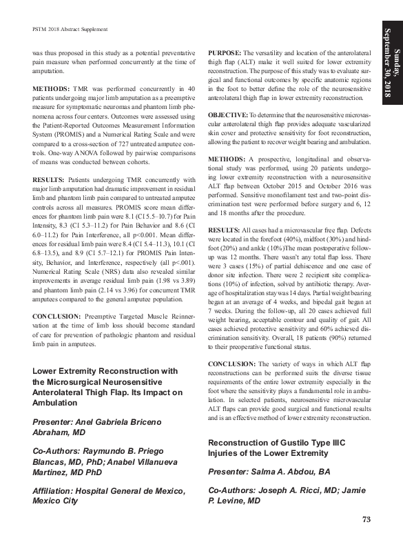 (PDF) Abstract: Reconstruction of Gustilo Type IIIC Injuries of the ...