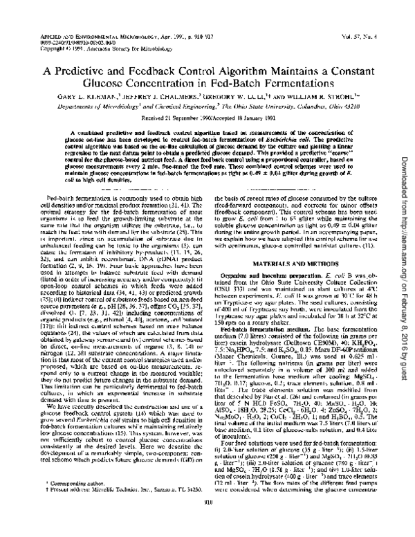 (PDF) A predictive and feedback control algorithm maintains a constant ...