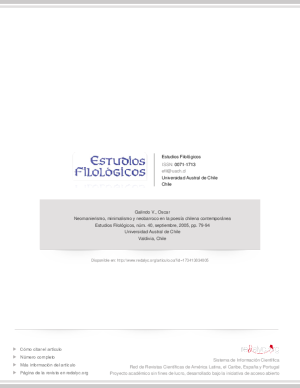 (PDF) Neomanierismo, minimalismo y neobarroco en la poesía chilena ...