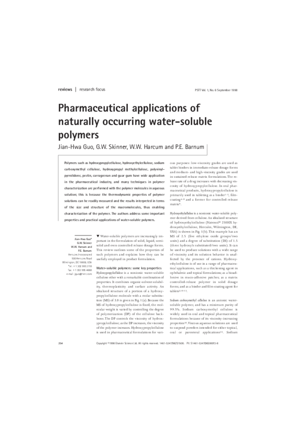 (PDF) Pharmaceutical applications of naturally occurring water-soluble ...