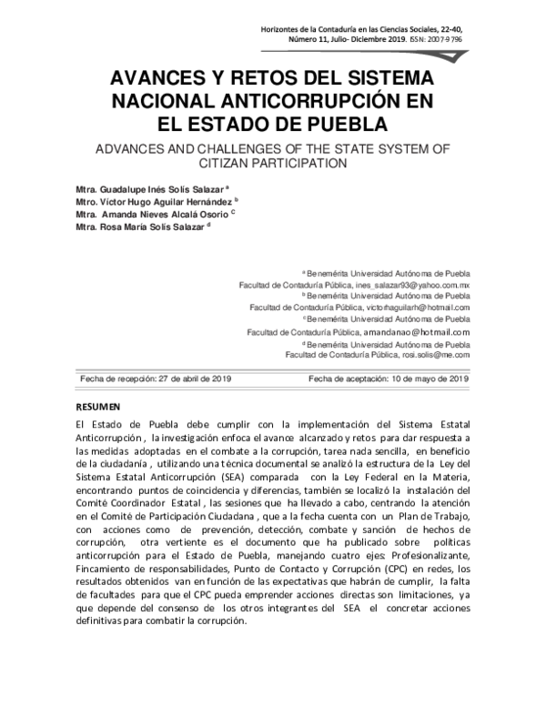 (PDF) Avances y retos del Sistema Nacional Anticorrupción en el Estado ...