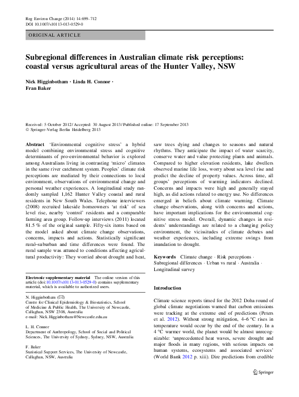 (PDF) Subregional differences in Australian climate risk perceptions ...