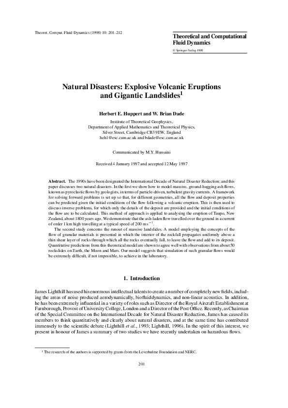 (PDF) Natural Disasters: Explosive Volcanic Eruptions and Gigantic ...
