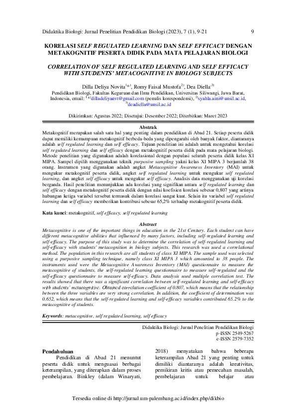 (PDF) Korelasi Self Regulated Learning Dan Self Efficacy Dengan ...