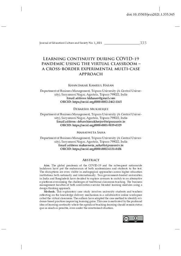 (PDF) Learning Continuity during COVID-19 Pandemic using the Virtual ...