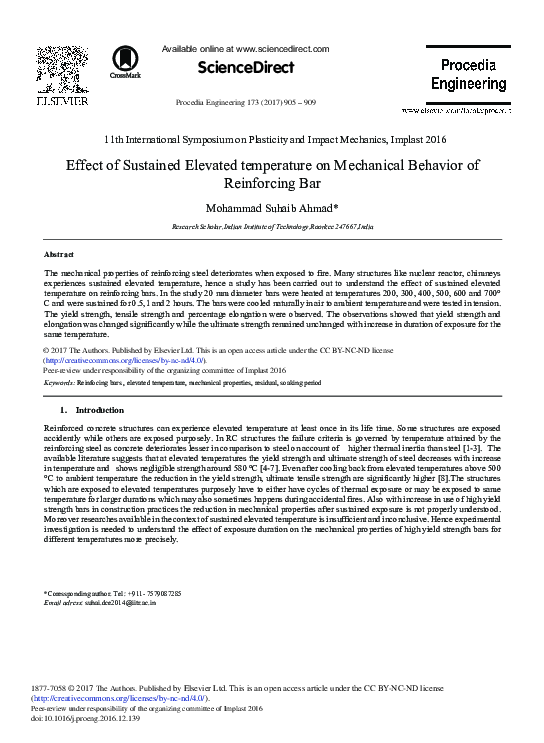 (PDF) Effect of Sustained Elevated Temperature on Mechanical Behavior ...