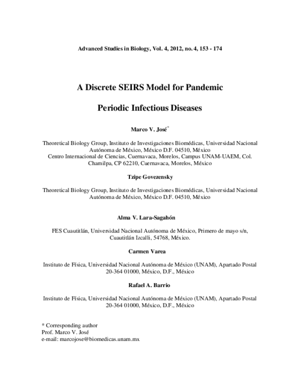 (PDF) A Discrete SEIRS Model for Pandemic Periodic Infectious Diseases
