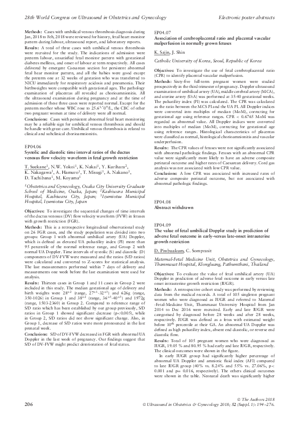 (PDF) EP04.09: The value of fetal umbilical Doppler study in prediction ...