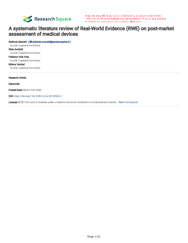 (PDF) A systematic literature review of Real-World Evidence (RWE) on ...