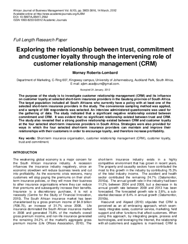 (PDF) Exploring the relationship between trust, commitment and customer ...
