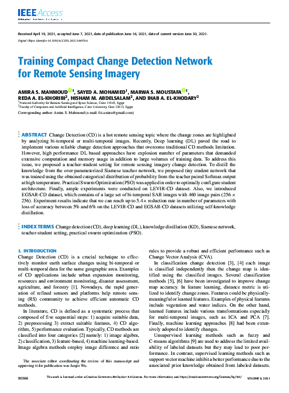 (PDF) Training Compact Change Detection Network for Remote Sensing Imagery
