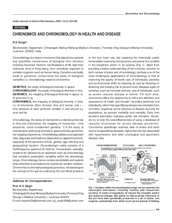 (PDF) Chronomics and chronobiology in health and disease