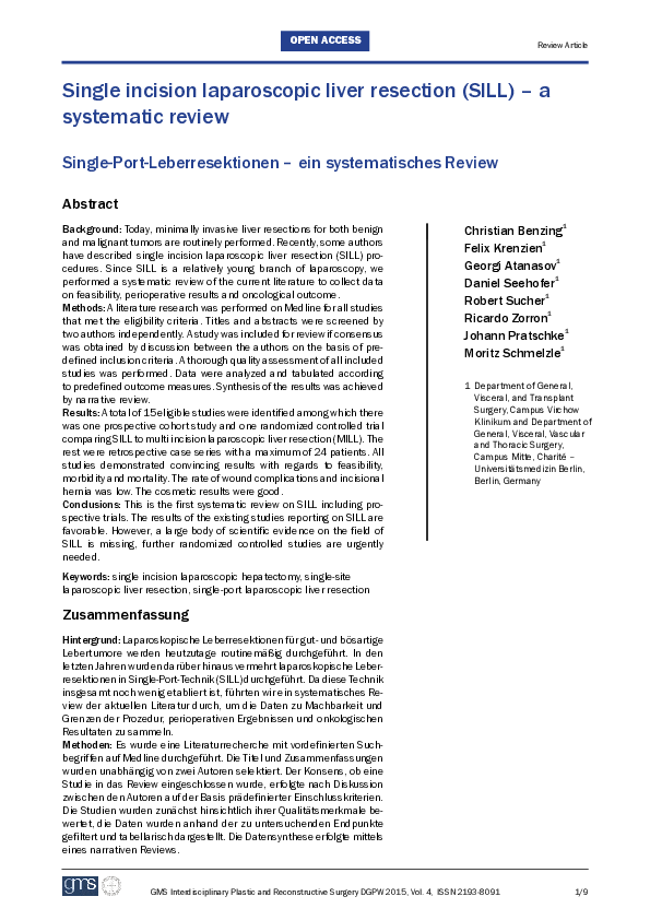 (PDF) Single incision laparoscopic liver resection (SILL) - a ...