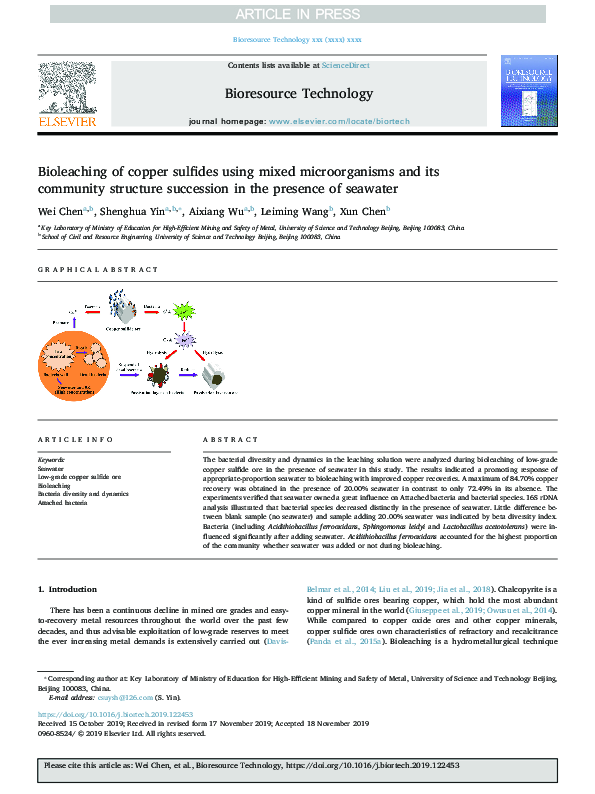 (PDF) Bioleaching of copper sulfides using mixed microorganisms and its ...