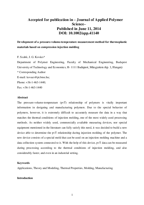 (PDF) Development of a pressure–volume–temperature measurement method ...