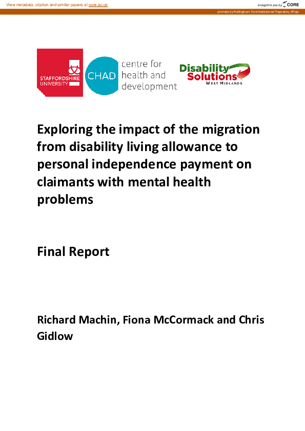 (PDF) Exploring the impact of the migration from disability living ...
