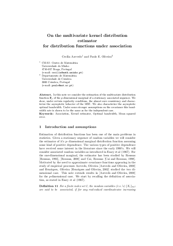 (PDF) On the multivariate kernel distribution estimator for ...