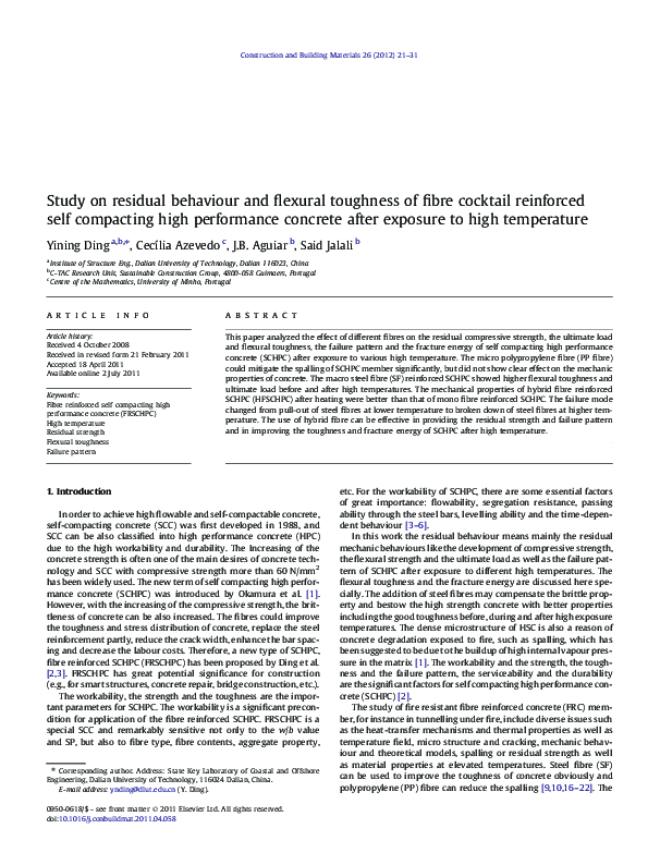 (PDF) Study on residual behaviour and flexural toughness of fibre ...
