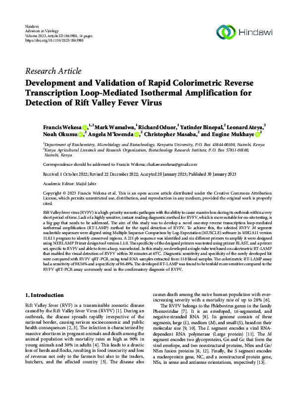 (PDF) Development and Validation of Rapid Colorimetric Reverse ...