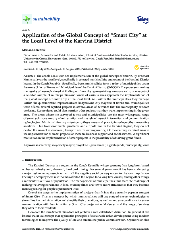 (PDF) Application of the Global Concept of “Smart City” at the Local ...