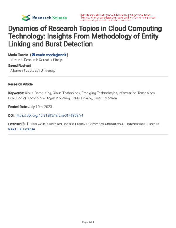 (PDF) Dynamics of Research Topics in Cloud Computing Technology ...