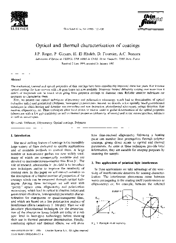 (PDF) Optical and thermal characterization of coatings