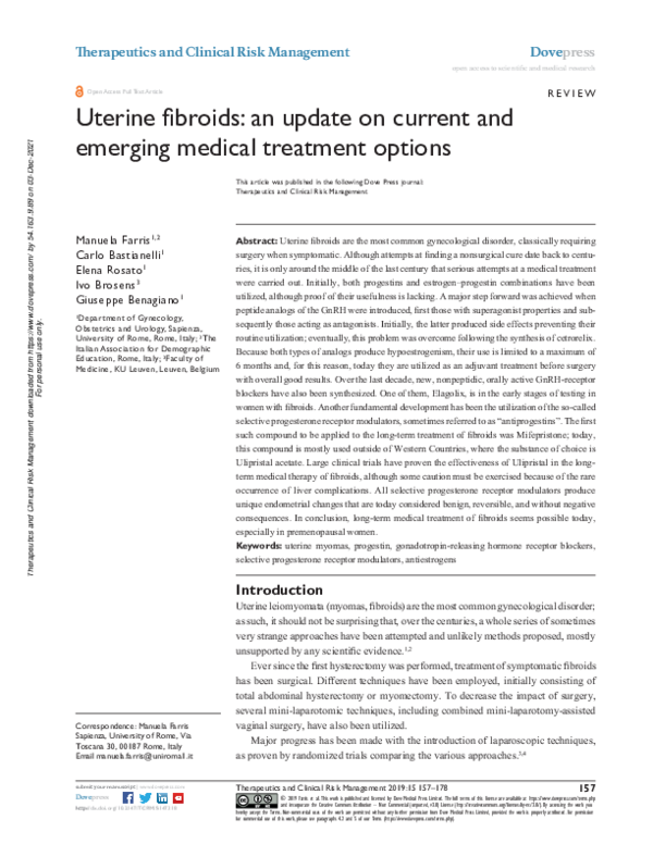 (PDF) Uterine fibroids: an update on current and emerging medical ...