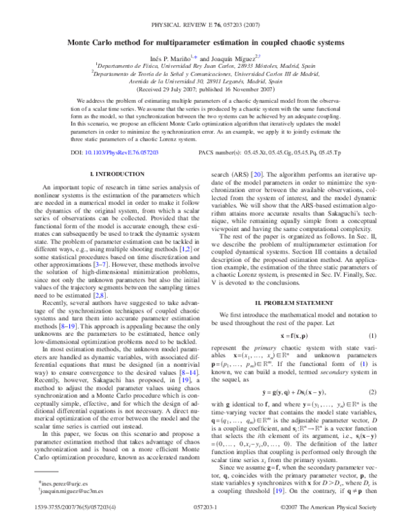 (PDF) Monte Carlo method for multiparameter estimation in coupled ...