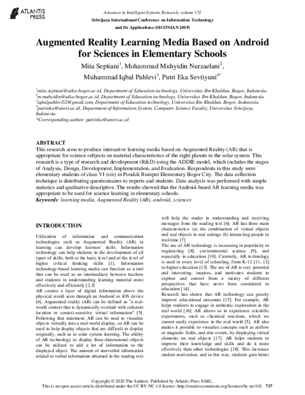 (PDF) Augmented Reality Learning Media Based on Android for Sciences in ...