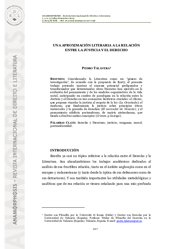 (PDF) Una aproximación literaria a la relación entre la justicia y el ...