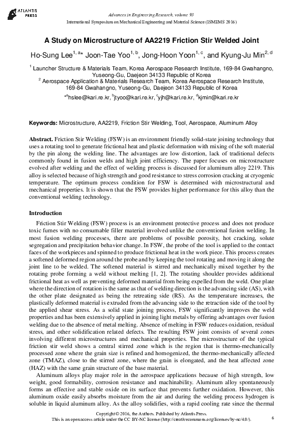 (PDF) A Study on Microstructure of AA2219 Friction Stir Welded Joint