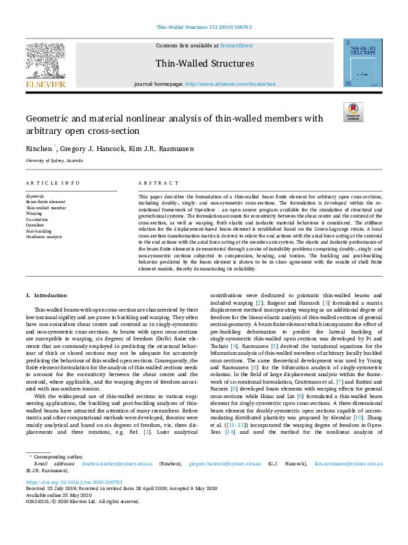 (PDF) Geometric and material nonlinear analysis of three-dimensional ...