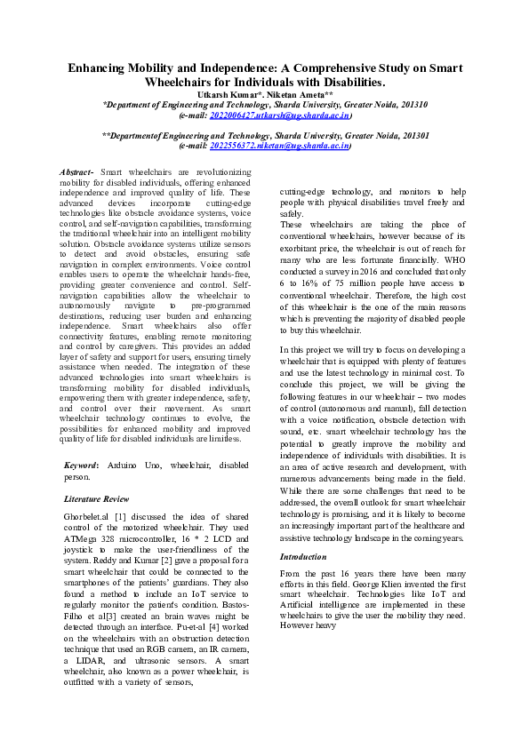 (DOC) Enhancing Mobility and Independence: A Comprehensive Study on ...