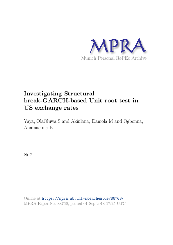 (PDF) Investigating Structural break-GARCH-based Unit root test in US ...