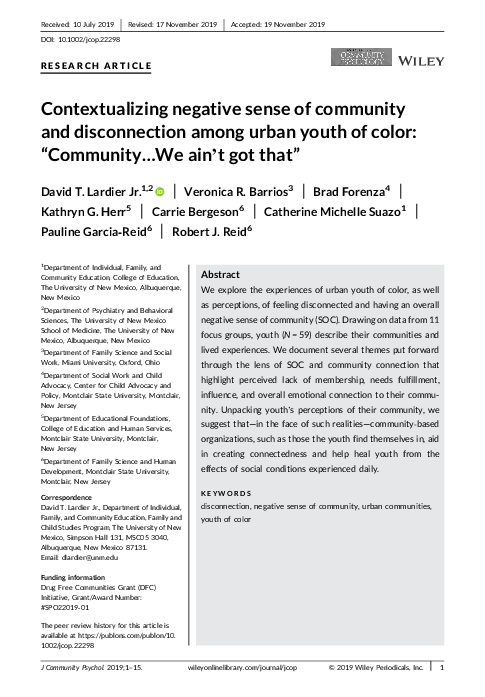 (PDF) Contextualizing negative sense of community and disconnection ...
