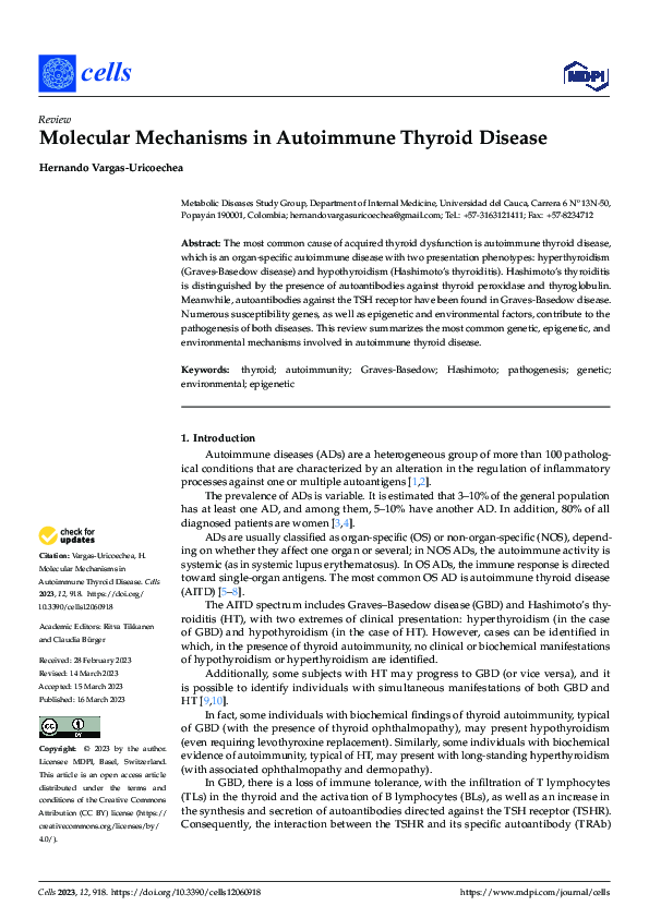 (PDF) Molecular Mechanisms in Autoimmune Thyroid Disease