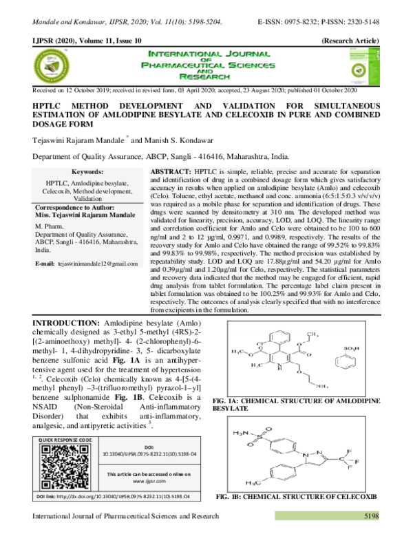 (PDF) HPTLC METHOD DEVELOPMENT AND VALIDATION FOR SIMULTANEOUS ...