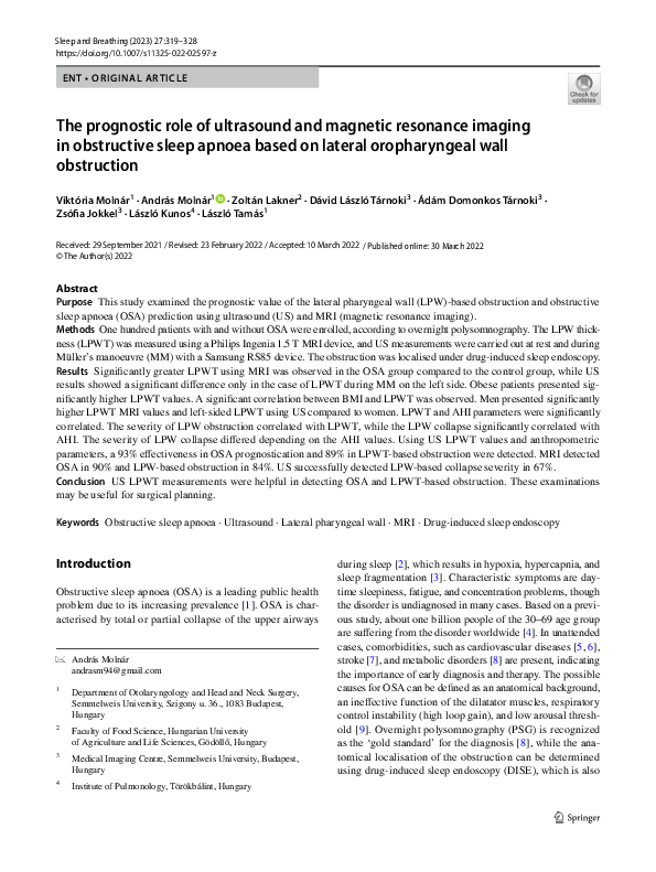 (PDF) The prognostic role of ultrasound and magnetic resonance imaging ...